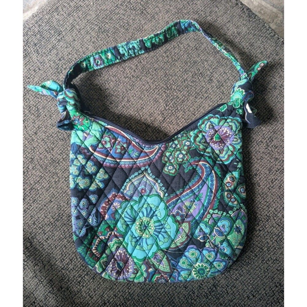 Vera Bradley Blue Rhapsody Olivia Shoulder Bag Floral Paisley 8" x 9" Y2K